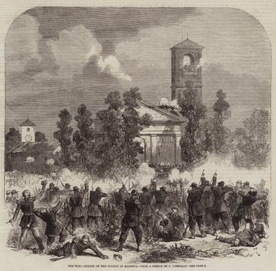 The War, Attack on the Church of Magenta by Frank Vizetelly